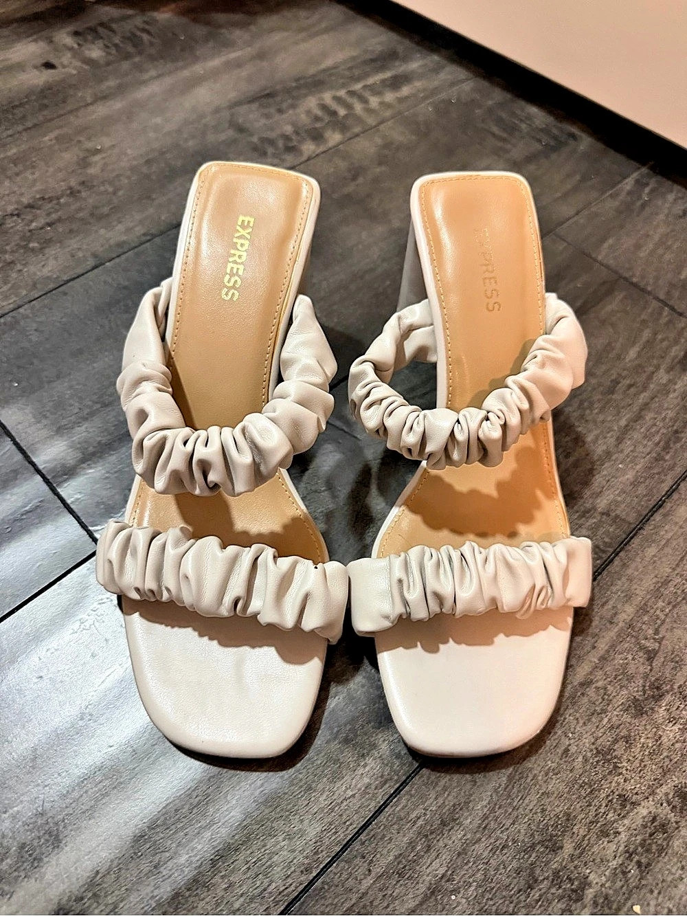 Express Ruched Platform Heels in White US 6